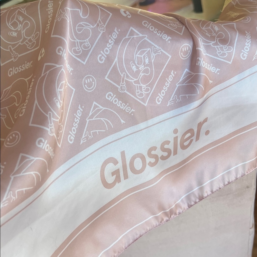 Limited Edition! Glossier Pink and White Scarf - Picture 3 of 3